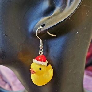 Yellow Duck Earrings Rubber Ducky Earrings Red Hat NWT Gift Ideas!